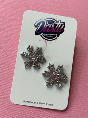 Snowflake stud 2.5cm silver