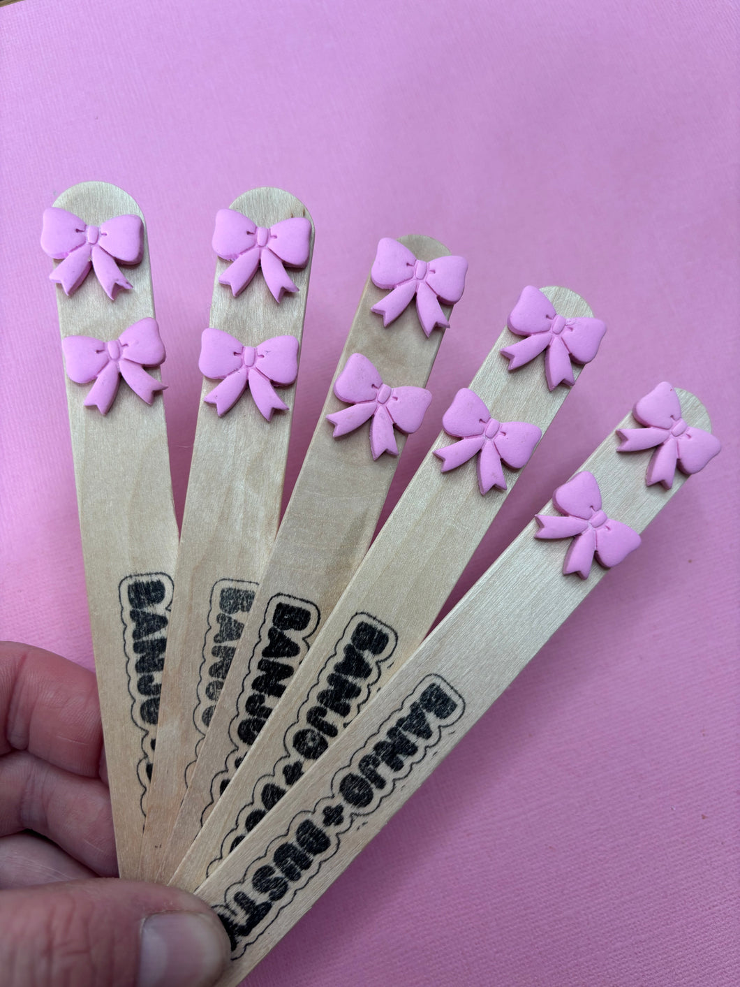 Valentina Bow Studs Pink