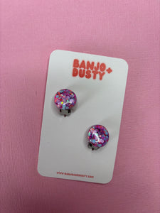 Clip on studs 15mm Glitter