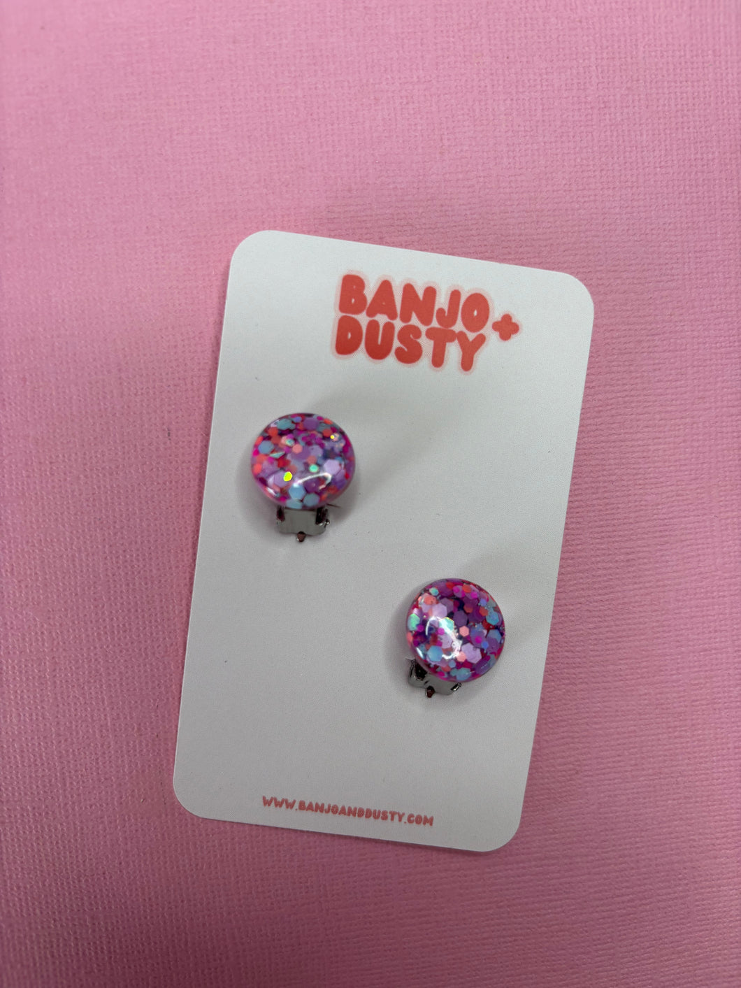 Clip on studs 15mm Glitter
